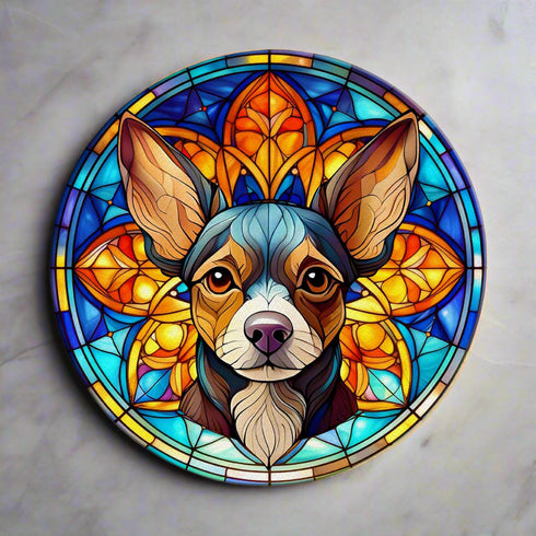 Chihuahua Black Glass Suncatcher Worktop Saver